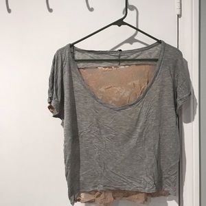 Short sleeves fabric combined with lace